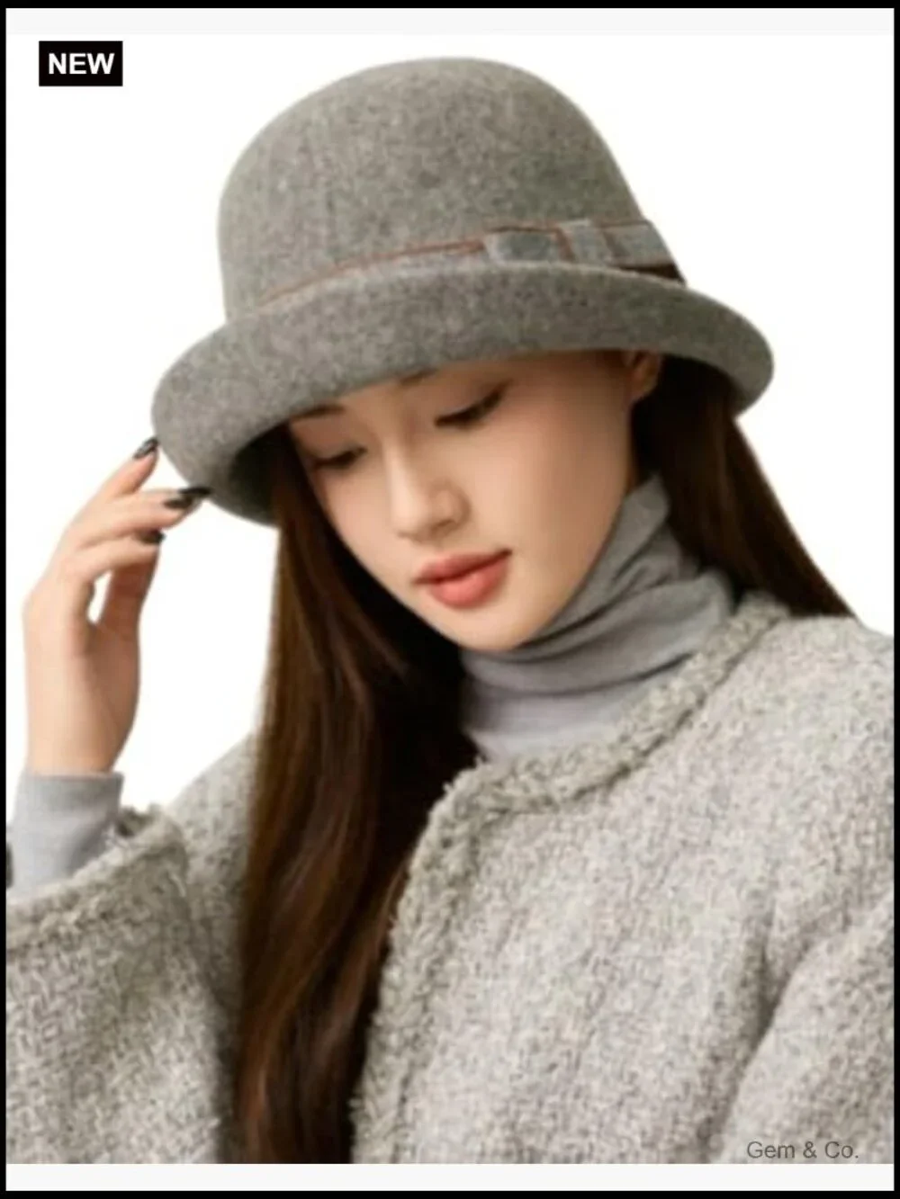 Vintage Felt Cloche Hat Winter Fall Solid Fedora Bucket Cap Elegant Bowler